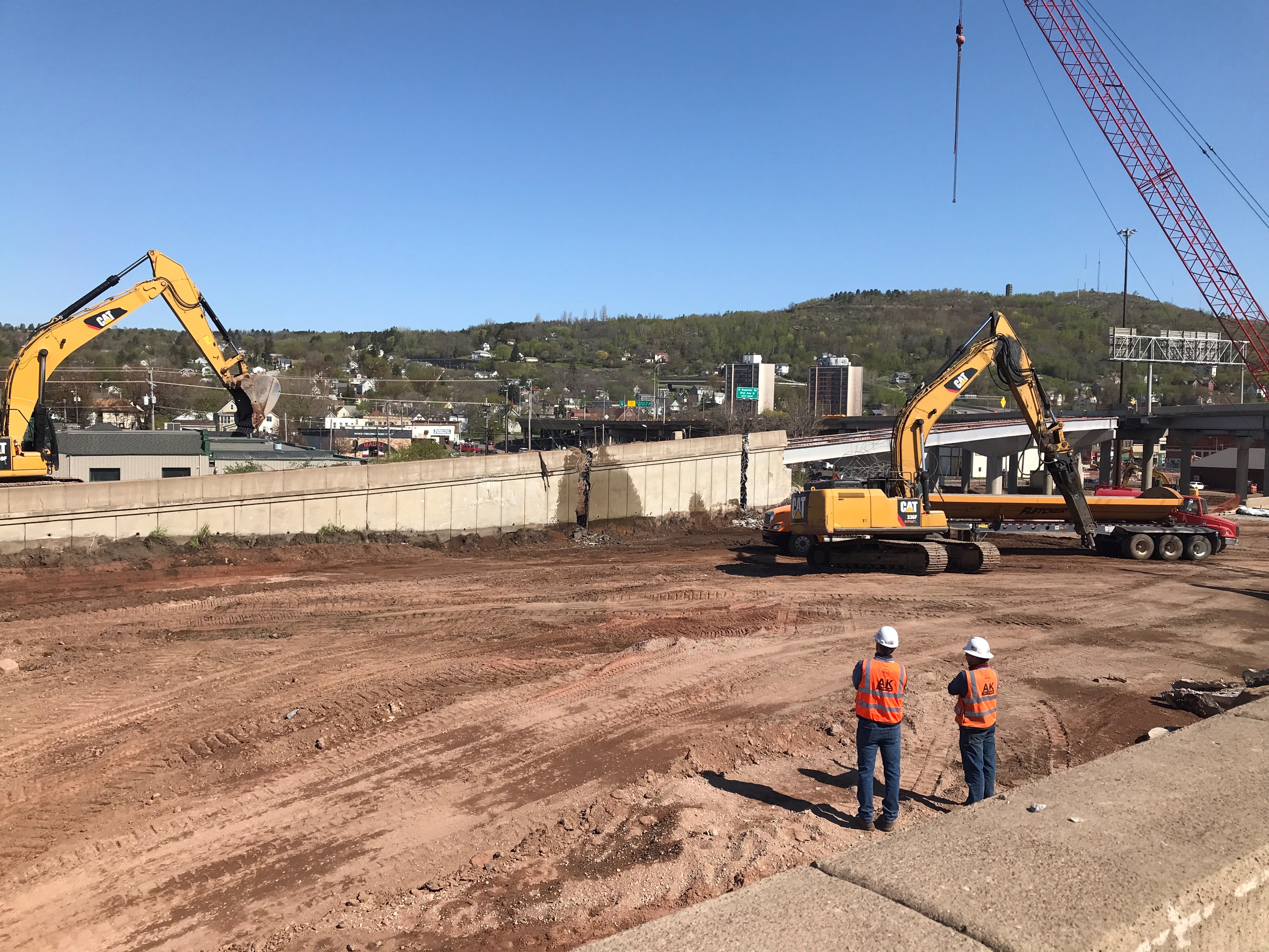 Bridge demolition on the Twin Ports Interchange project.